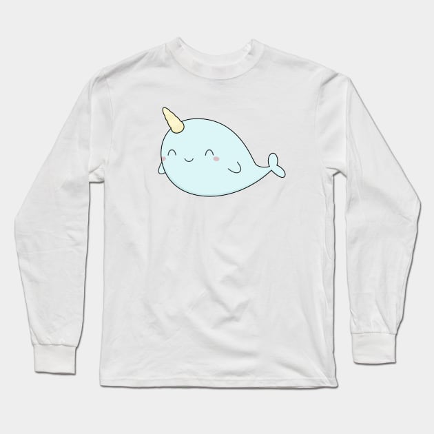 Kawaii Cute Narwhal T-Shirt Long Sleeve T-Shirt by happinessinatee